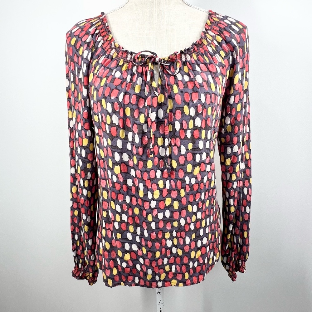 Boden Polka Dot Viscose Tie Neckline Blouse 4